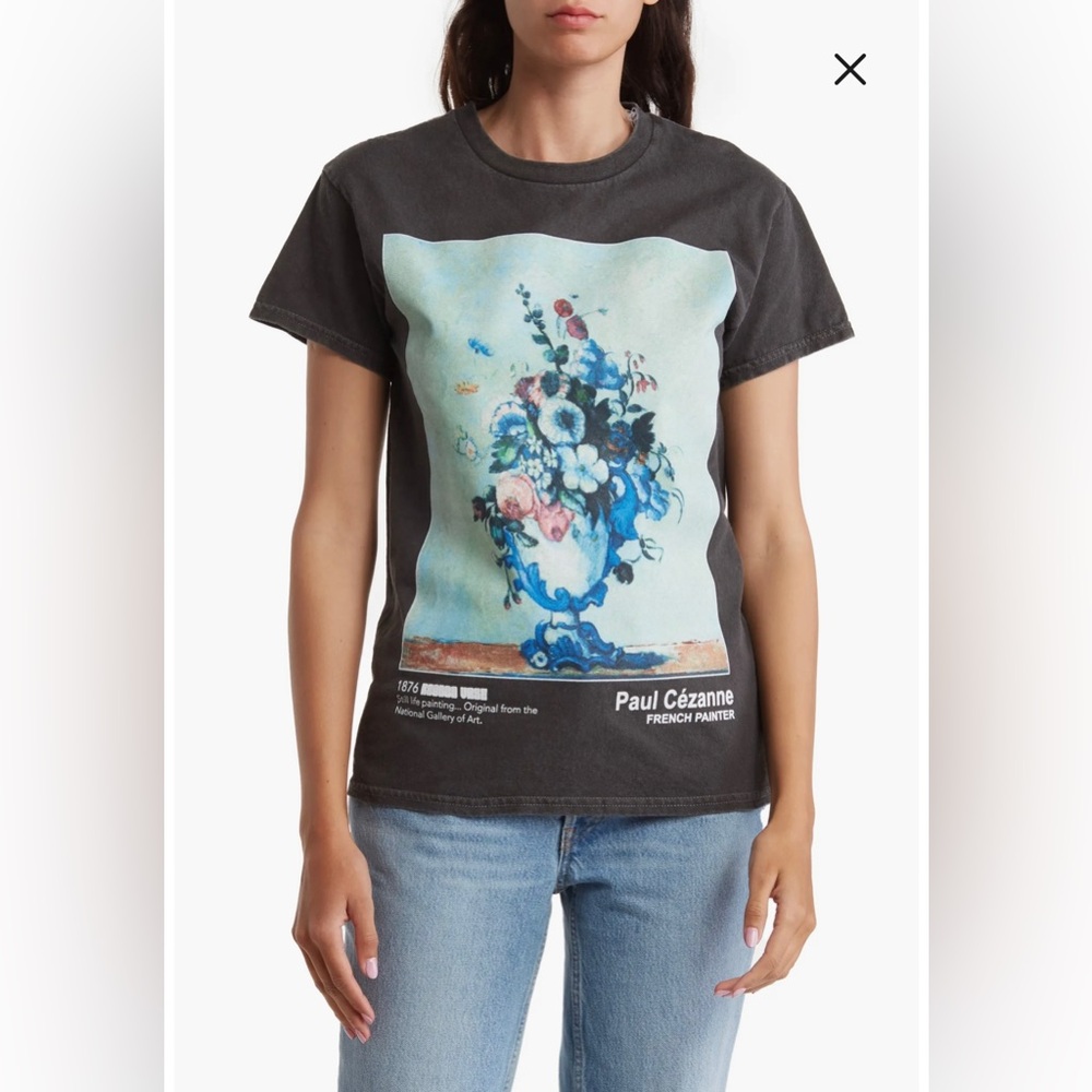 Nordstrom NWT Vintage Graphic artsy 1876 still life painting T-shirt ROCOCO VASE